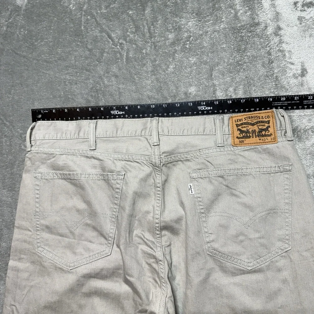 Levi's 505 Regular Fit Jeans 40x30 Khaki Tan Straight Leg Mens Denim Pants